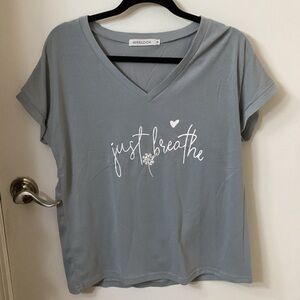 MISSLOOK Grey Just Breathe' V-Neck Tee